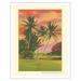 Moanalua Palms at Sunset - Honolulu Oahu Hawaii - Vintage Hawaiian Travel Poster c.1930s - Fine Art Matte Paper Print (Unframed) 11x14in