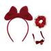 GENEMA Velvet Bows Hair Hoop Scrunchie Choker Set Cat Ears Headband Leather Collar