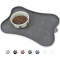 Ptlom Pet Placemat for Dogs and Cats Silicone Dog Mat for Prevent Food and Water Overflow Anti-Slip Cat Mat Suitable for Small Medium and Large Pet Grey