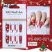 Christmas Decoration Fofosbeauty 24pcs Press on False Nails Fake Nails for New Year Valentine s Gift Coffin Heart Christmas Red-white