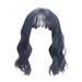Alaparte Elegant Off Blue Wig With Bangs Bob Short Curly Wigs for Women Charming Natural Bangs Hair Extensions