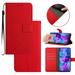 For iPhone 12 Pro/12 Wallet Case with [RFID Blocking] [Wrist Strap] [Support Kickstand] Leather Lattice Embossed Flip Magnetic Clasp Cover Credit Card Holder Case For iPhone 12/12 Pro Red