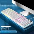 Gaming Keyboard USB Wired with Rainbow LED Backlit Floating Keys Mechanical Feeling Spill Resistant Ergonomic for Xbox PS Series Desktop Computer PC