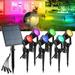 LITOM 6 in 1 LED Solar Spotlights Outdoor Solar Landscape Spot Lights Waterproof Garden Lights Wall Lights for Lawn Patio Colorful RGB