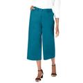 Plus Size Women's Chino Wide-Leg Crop by Jessica London in Deep Teal (Size 14 W)