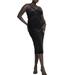 Plus Size Women's Velvet Midi Dress With Cowl by ELOQUII in Black Onyx (Size 14)