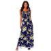 Plus Size Women's Romantic Ruffle Dress by Roaman's in Navy Cherry Blossom (Size 26 W)