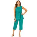 Plus Size Women's 2-Piece Linen Capri Set by Jessica London in Waterfall (Size 20) Washable Rayon Linen Blend