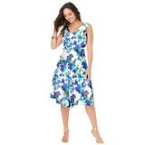 Plus Size Women's Floral Print Dress by Jessica London in Dark Sapphire Watercolor Floral (Size 14 W)