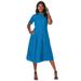 Plus Size Women's Eyelet Shirt Dress by Jessica London in Pool Blue (Size 28 W)