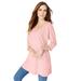 Plus Size Women's Three-Quarter Sleeve Embellished Tunic by Roaman's in Soft Blush Rhinestone (Size 34/36) Long Shirt