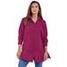Plus Size Women's Kate Tunic Big Shirt by Roaman's in Berry Twist (Size 20 W) Button Down Tunic Shirt