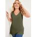 Plus Size Women's V-Neck One + Only Tank Top by June+Vie in Dark Olive Green (Size 26/28)