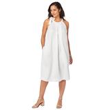 Plus Size Women's DenimTie-Neck Dress by Jessica London in White (Size 20 W)