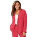 Plus Size Women's Linen Blazer by Jessica London in Bright Red (Size 16 W) Jacket