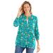 Plus Size Women's Perfect Long-Sleeve Cardigan by Woman Within in Aquamarine Pretty Bloom (Size 6X) Sweater