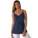 Plus Size Women's Stretch Cotton Shirred Tank by Jessica London in Navy (Size 12)