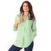 Plus Size Women's Long-Sleeve Kate Big Shirt by Roaman's in Green Mint (Size 28 W) Button Down Shirt Blouse