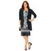 Plus Size Women's Soft Knit Jacket Dress by Catherines in Black Floral Petals (Size 5X)