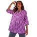 Plus Size Women's Pintuck Buttonfront Blouse by Catherines in Berry Pink Batik Geo (Size 3XWP)