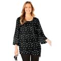 Plus Size Women's Art-To-Wear Blouse by Catherines in Black Multi Dot (Size 5X)