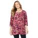 Plus Size Women's Easy Fit Squareneck Tee by Catherines in Black Multi Floral (Size 0X)