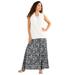 Plus Size Women's Ultrasmooth® Fabric Maxi Skirt by Roaman's in Black Floral Border (Size 18/20) Stretch Jersey Long Length