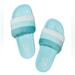 Victoria's Secret Shoes | New! Victoria’s Secret Striped Faux Fur Slides - Large | Color: Blue | Size: 9