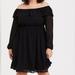 Torrid Dresses | Mini Chiffon Off-Shoulder Skater Dress | Color: Black | Size: 1x