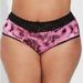 Torrid Intimates & Sleepwear | New Torrid 5x(28w) Second Skin Mid-Rise Brief Mini Lattice Back Panty-Pink Roses | Color: Black/Pink | Size: 5x