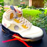 Nike Shoes | Air Jordan 5 Off-White Sail Stockx Fits Womens Sz 9.5 Basketball Sneaker Men Sz8 | Color: Cream/Red | Size: 9.5