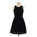 Ann Taylor LOFT Casual Dress - A-Line Crew Neck Sleeveless: Black Solid Dresses - Women's Size 4