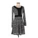 Neesha Casual Dress - A-Line Scoop Neck Long sleeves: Gray Color Block Dresses - Women's Size Medium