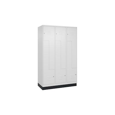 C+P Z-Spind Classic PLUS, Sockel, 6 Abteile, HxBxT 195x120x50cm, Zylinderschloss, Verkehrsweiß von PROREGAL Image