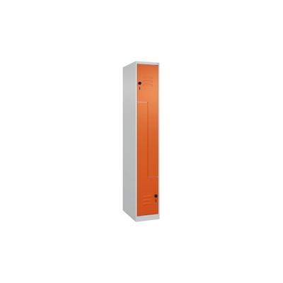 C+P Z-Spind Classic PLUS bodenstehend, 2 Abteile, HxBxT 185x30x50cm, Sicherheitsdrehriegel, Hellgrau/Reinorange von PROREGAL Image