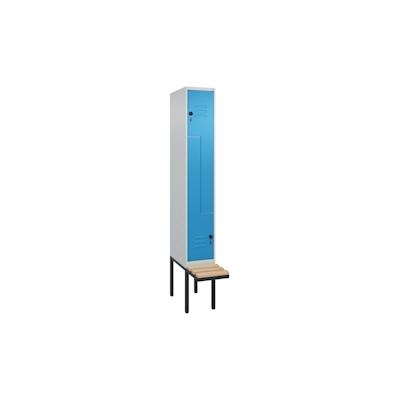 C+P Z-Spind Classic PLUS, schwebender Sitzbank aus Buche 4 Abteile, HxBxT 212x80x82cm, Zylinderschloss, Hellgrau/Anthrazit von PROREGAL Image