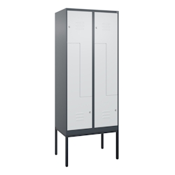 C+P Z-Spind Classic PLUS, Gestell, 4 Abteile, HxBxT 212x80x50cm, Zylinderschloss, Anthrazit/Hellgrau von PROREGAL Image