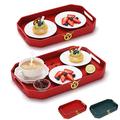 Kyraton Red Plastic Serving Tray for Food Serving with Handles Pack of 2 Size, Decorative Perfume Coffee Tea Table Living Room Kitchen Trays for Eating, Food Tray For Party Breakfast Kitchen Dinner