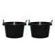 Set of 2 X 70L Litre Black Extra Large Rope Bucket Heavy Duty Plastic Water Storage Bucket Builders Bucket/tub Plasterer Cement Mixing Muck Bucket with Rope Handle Home Garden Use, Animal Feeding Tub