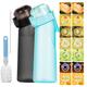 650ml Sports Air Water Bottle Starter Set, BPA Free Drinking Bottle, with 7 Fruity Scented Pods, Fruity Flavoring Box Fitness Bottle, 0 Sugar 0 Calories, Suitable for Fitness (Black+Blue)