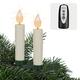 Hellum LED Christmas Tree Candles Wireless, 12 x Warm White LED Candles with Remote Control + Timer, Battery Operated 10 x 1.5 cm Christmas Tree Candles without Cable, Dimmable with Flickering Mode,