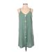 Entro Casual Dress - Shift: Green Solid Dresses - Women's Size Small