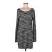 BCBGMAXAZRIA Casual Dress - Shift Boatneck Long sleeves: Gray Print Dresses - Women's Size Medium