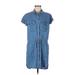 Thread & Supply Casual Dress - Mini Collared Short sleeves: Blue Solid Dresses - Women's Size Medium