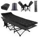 PLUTO LIMITED Portable Folding Camping Cot Sleeping Cot w/ Carry Bag & Velvet Mattress for Travel, Camping in Black | 14 H x 28 W x 75 D in | Wayfair