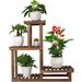 Arlmont & Co. Wood Plant Stand Indoor Outdoor 4 Tiers Plant Rack Corner Planter Shelf Flower Pot Holder Wood/Solid Wood in Brown/Green | Wayfair