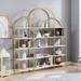 Mercer41 Ternell Bookcase in White/Yellow | 74.69 H x 70.69 W x 9.69 D in | Wayfair BFF203BCBB974C0ABA85F06843398786