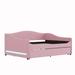 Mercer41 Tarsuss Upholstered Daybed w/ Trundle Upholstered in Pink | 38.5 H x 58.9 W x 79.5 D in | Wayfair 65A17961E5734C2EB84F7E22D1D4F766