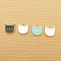 Charme de chat plaqué or pour bijoux émail exécutif boucle d'oreille animal pendentif collier