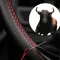 Housse de volant en cuir artificiel, housse tressée antidérapante pour volant en peau de vache 37cm-38cm, protection de volant